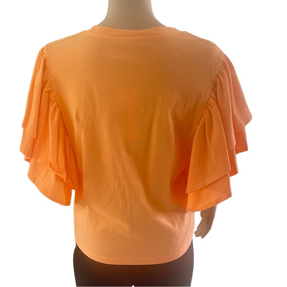 ZARA   Orange Short Sleeve Ruffled Top  Size M - Picture 6 of 15